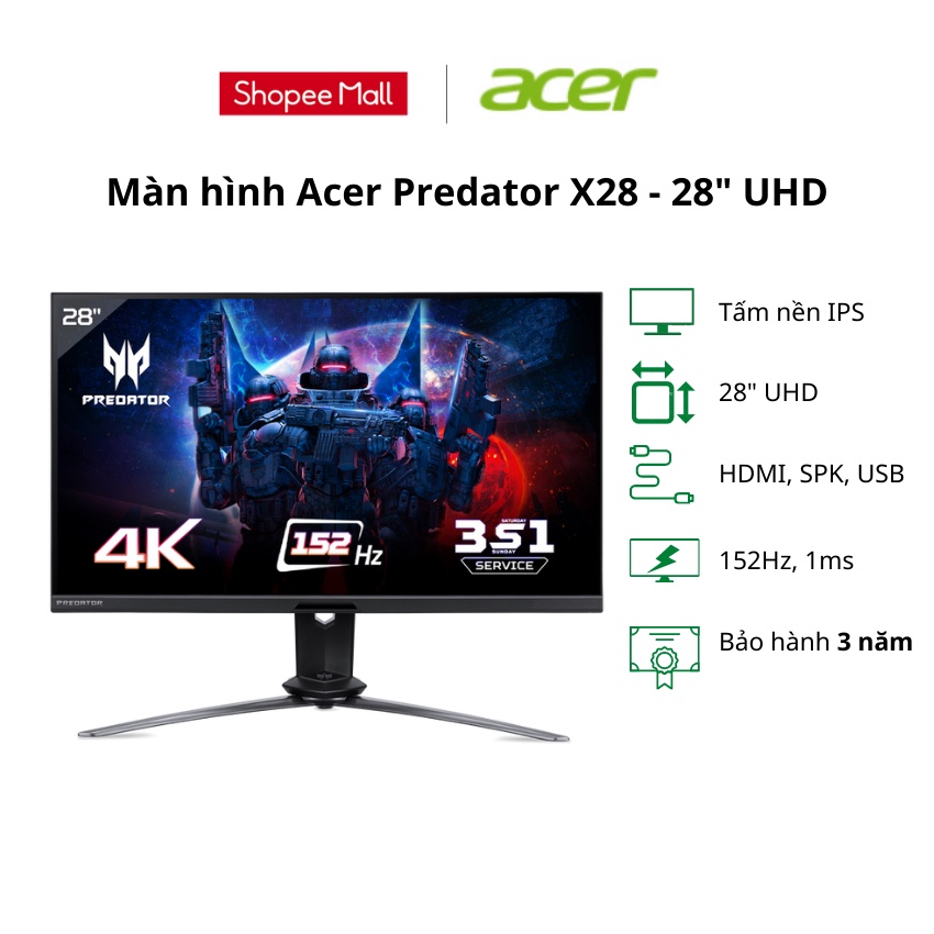 Màn hình máy tính Acer Predator X28 - 28 inch UHD