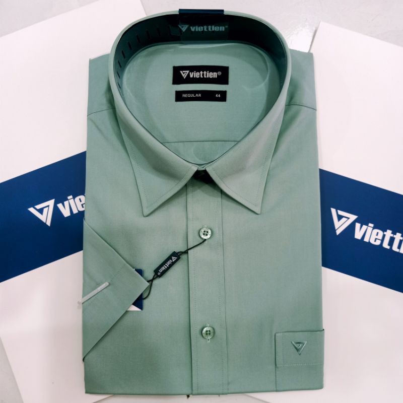 Áo sơ mi Việt Tiến ngắn tay màu trơn