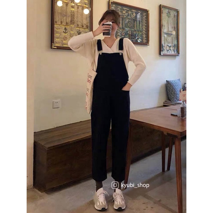 Quần yếm dài Ulzzang ống baggy JENI có túi trước sau [2 Màu - Có Size] - Yếm quần Kyubi JENI1D