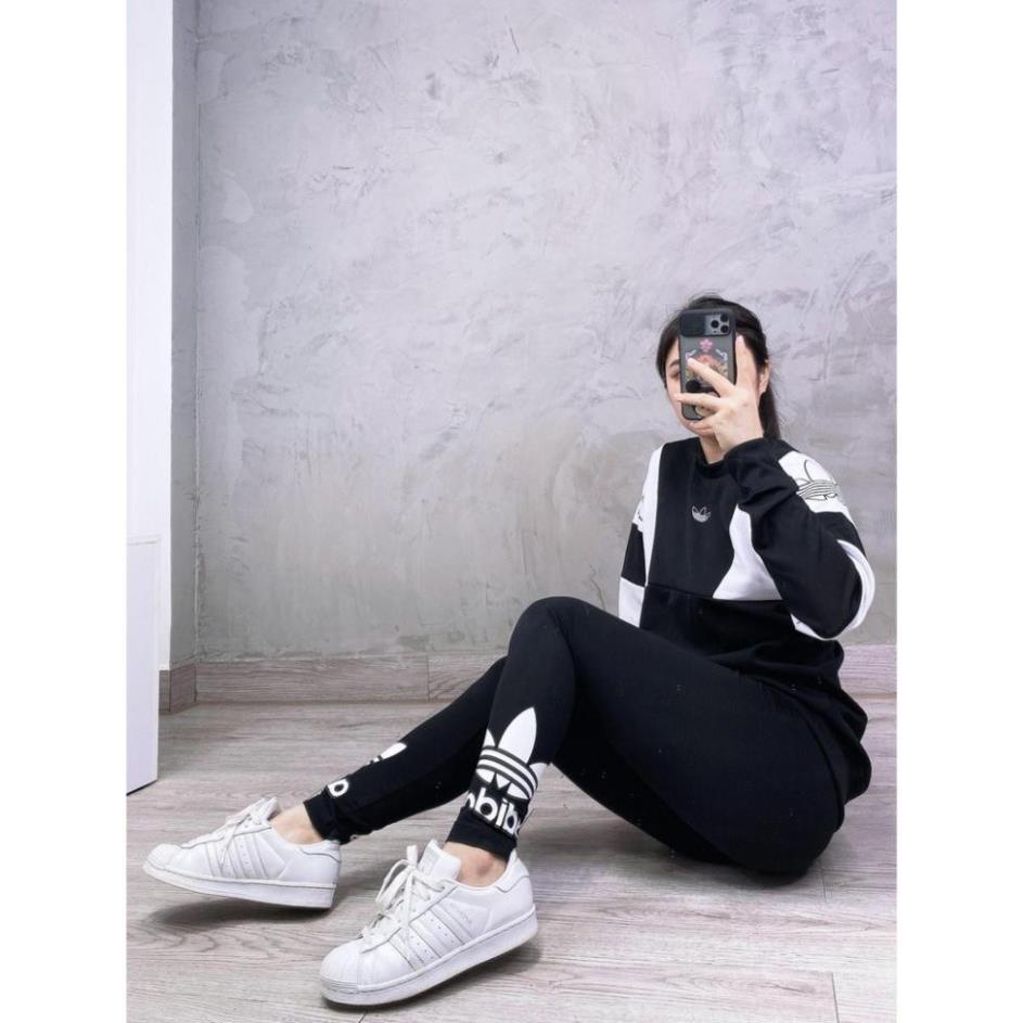 Quần Tập Gym Nữ [Legging] Double Logo Trefoil Cao Cấp [ĐỒ TẬP]