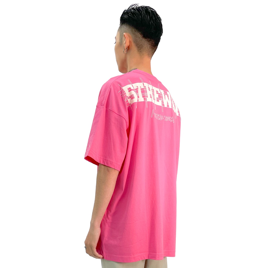 5THEWAY /public icon/ LETTER DROP SHOULDER TEE™ in PINK aka Áo Thun Hồng Tay Ngắn