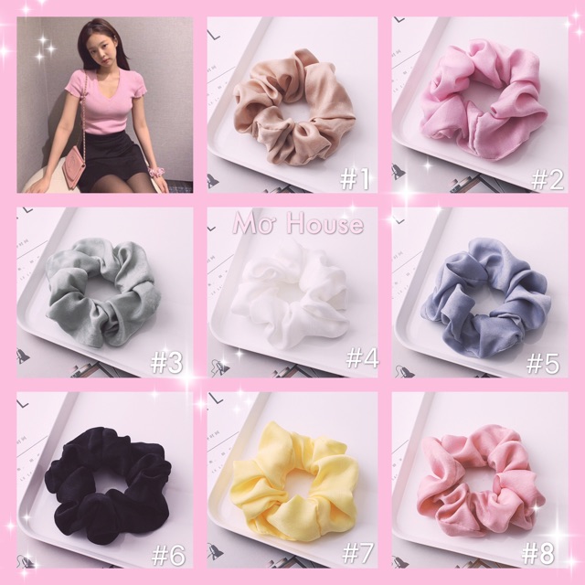 Cột tóc scrunchies trơn nhũ