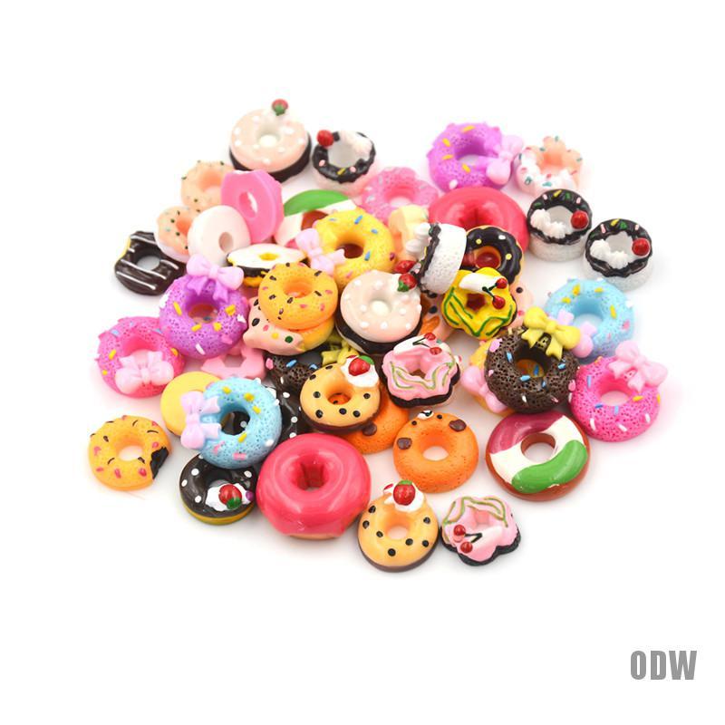 Set 10 Mô Hình Bánh Donut Bằng Nhựa Resin Trang Trí Điện Thoại Nhà Búp Bê DIY