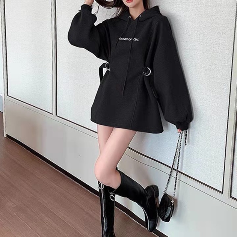 Đầm hoodie cotton Perty dáng rộng thời trang mùa thu phong cách Hàn Quốc cho nữ