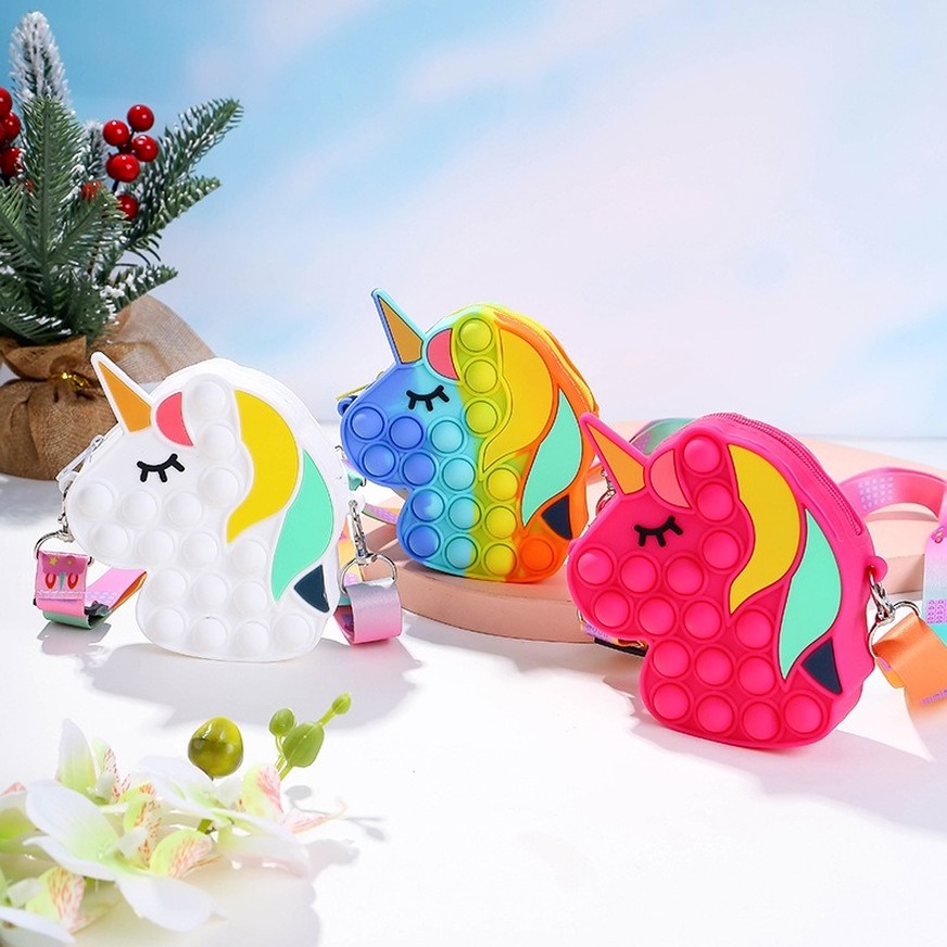 Túi đeo ví tiền Pop it Unicorn cho bé cực xinh cực giải trí