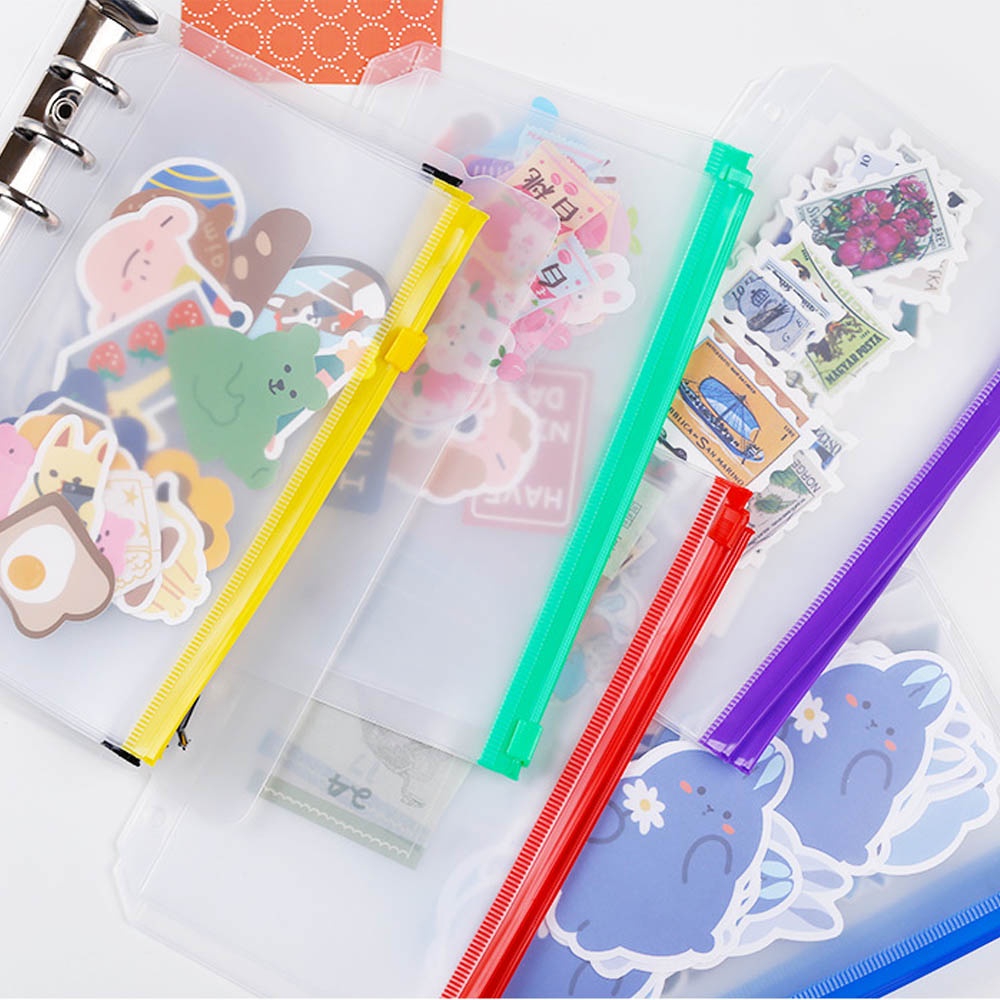 Túi Đựng Tài Liệu Khổ A5 A6 Bằng Pvc Chống Nước Có Khóa Kéo Nhiều Màu