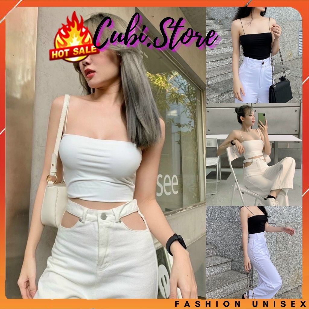 Áo 2 Đây Bún - Áo Croptop 2 Dây Bun 2 Màu Siêu Hot - Kèm DEAL Sốc ( có ảnh thật ) - CUBI.STORE