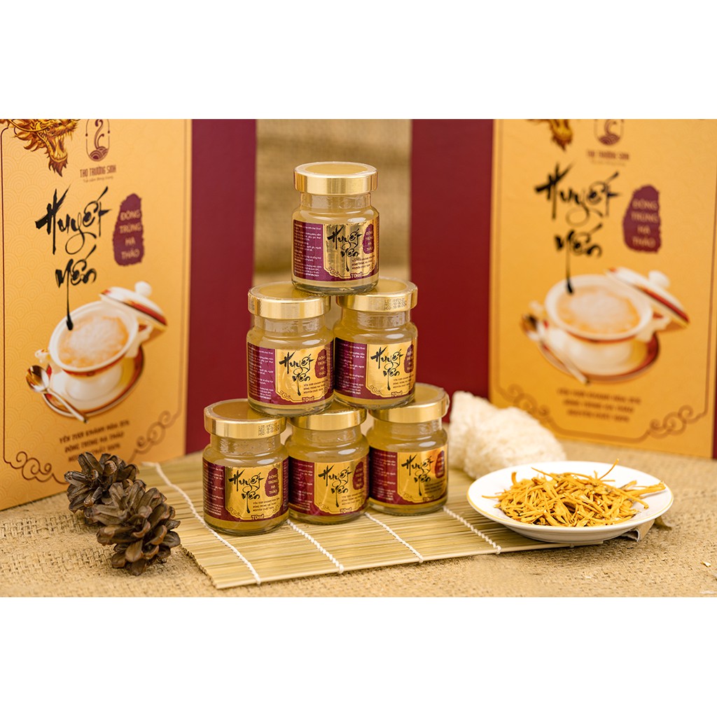 Huyết Yến Đông Trùng - Yến tươi chứa 35%, Đông trùng hạ thảo, 6 Hũ × 70 ml