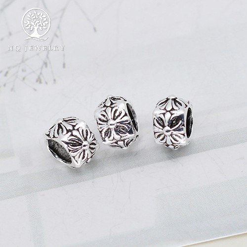 Charm bạc chặn hạt họa tiết hoa văn - NQ Jewelry