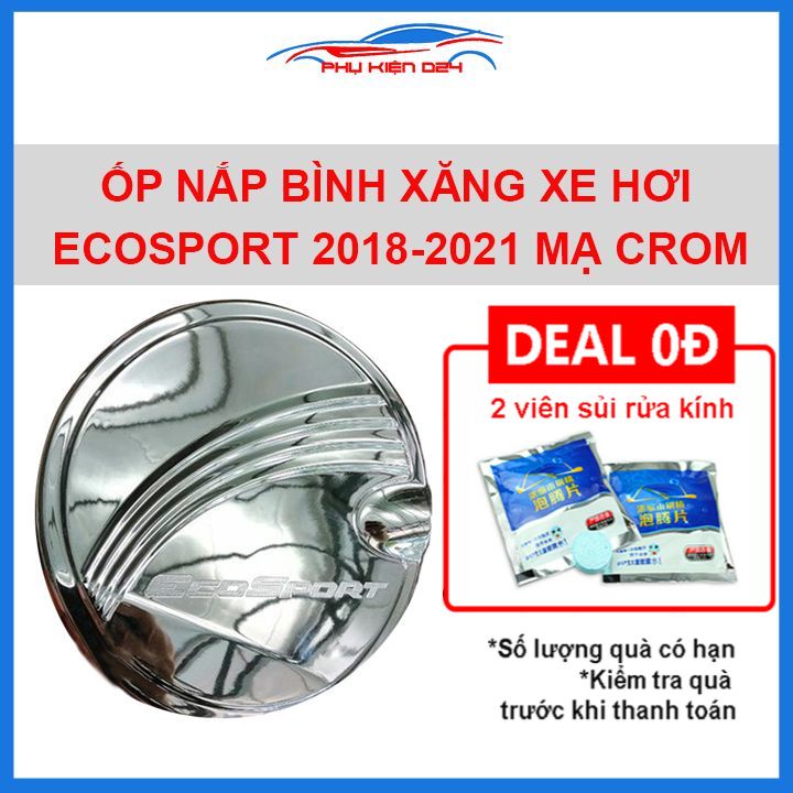 Ốp nắp bình xăng Ecosport 2018-2019-2020-2021 mạ crom chống trầy trang trí ô tô