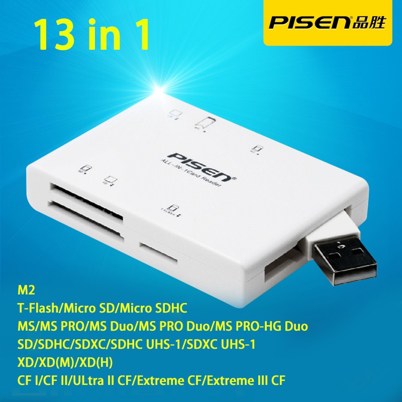 [Linh Kiện PT] Đầu Đọc Thẻ Nhớ Pisen 2.0 6 Khe Cắm Thẻ - Bh 1 Năm | Pisen TS-E070