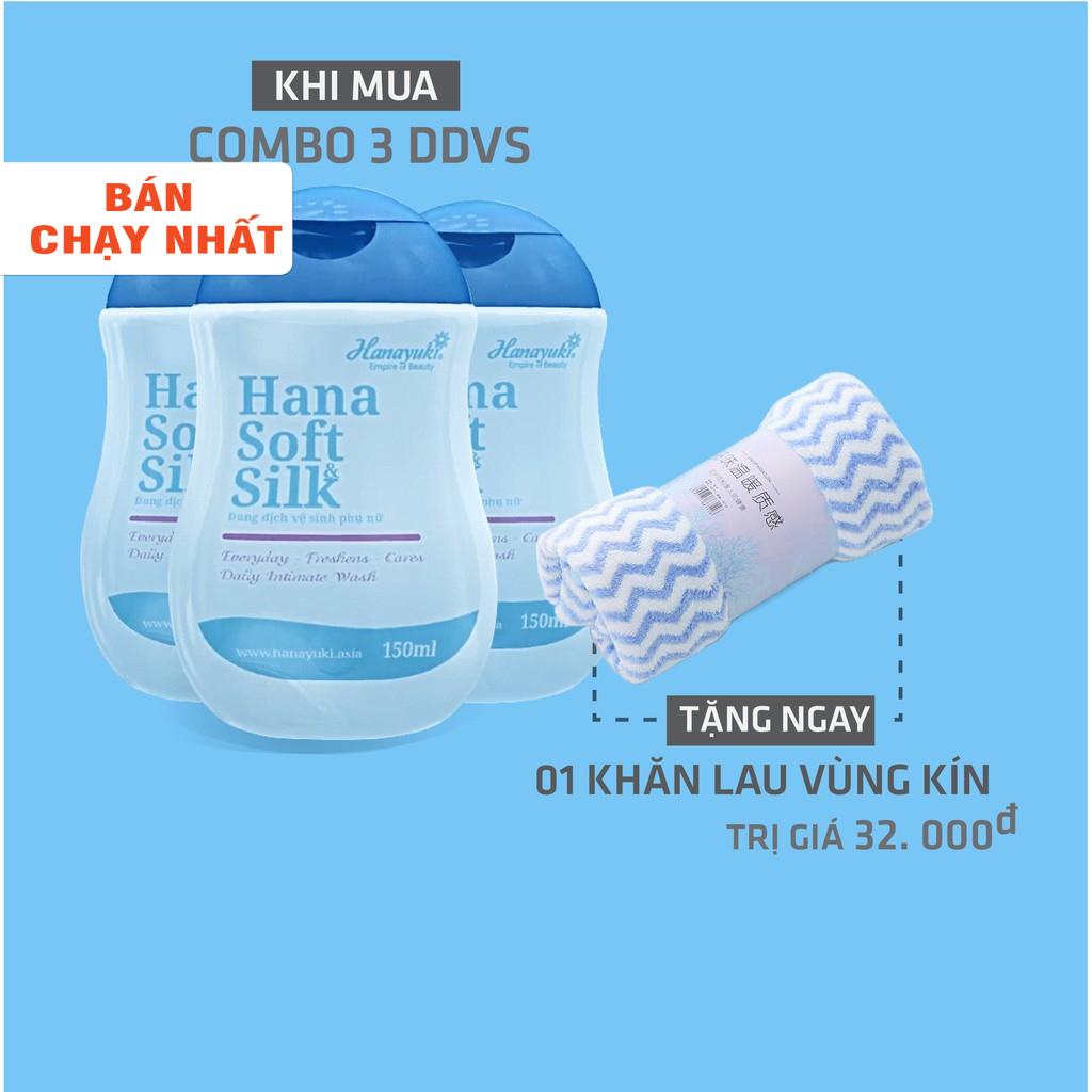 Combo 3X dung dịch vệ sinh phụ nữ Hana Soft Silk Hanayuki Tặng khăn lau vùng kín - Hanayuki Beauty