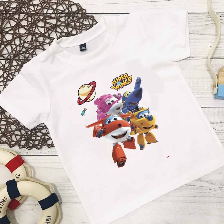 Áo thun in hình đội bay siêu đẳng Super Wings bé trai giá rẻ