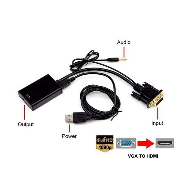 Cáp chuyển đổi VGA sang HDMI VS - hỗ trợ FullHD 1080P (đen)