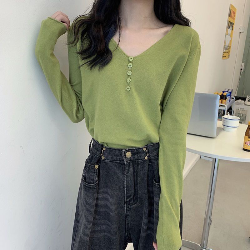 Áo Thun Nữ Tay Dài Cổ Tim Form Rộng