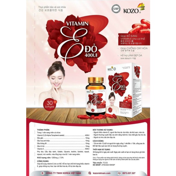 Viên uống bổ sung Vitamin E đỏ( hộp 30viên)