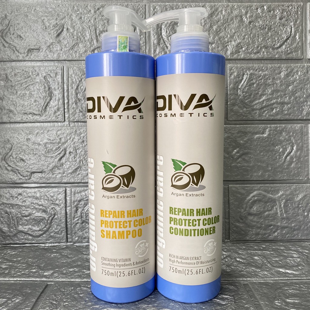 Dầu gội xả DIVA ORGANIC CARE phục hồi và bảo vệ màu nhuộm 750mlx2 ( New 2021 )