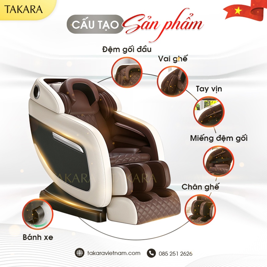 Ghế Massage Toàn Thân Takara K2, Với Nhiệt Hồng Ngoại Công Nghệ Nhật Bản - Ruby group