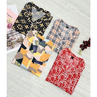 Bộ pijama tay ngắn quần dài chất lụa thái f21