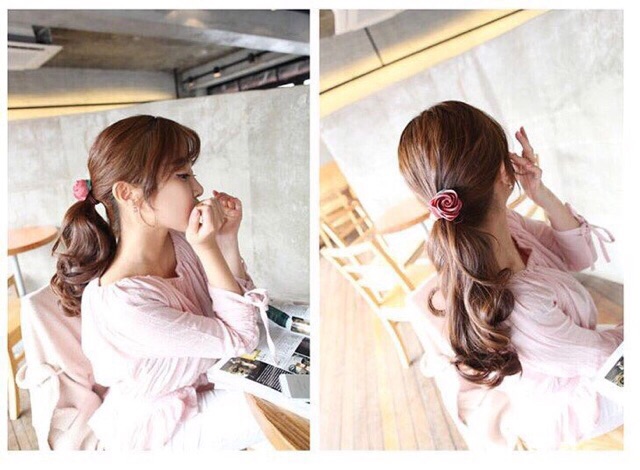 Dây buộc tóc nữ, dây cột tóc chun buộc tóc hoa trà dễ thương thời trang Hàn Quốc - VHT SHOP