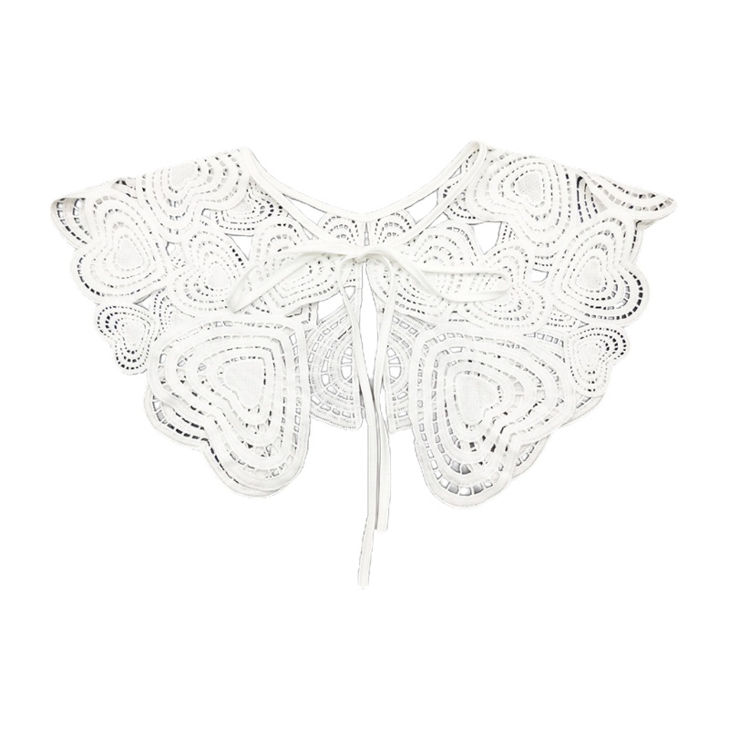 Vòng Cổ Giả Khăn Choàng Màu Trắng Thêu Họa Tiết Trái Tim Phong Cách Lolita Dành Cho Nữ