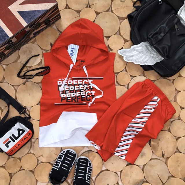 Bộ bé trai bé gái có nón perfect năng động dễ thương