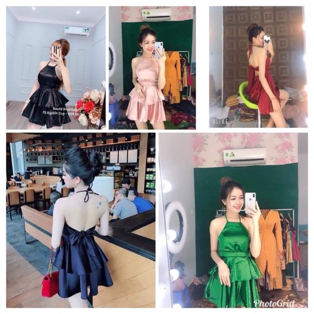 Đầm cổ yếm hở lưng