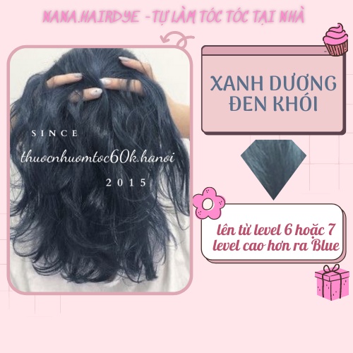 [TẨY RỒI LÊN RÕ XANH]Thuốc nhuộm tóc màu Xanh Dương Đen Khói, Xanh Đen Dương, Xanh Đen kèm oxy trợ nhuộm dưỡng găng tay