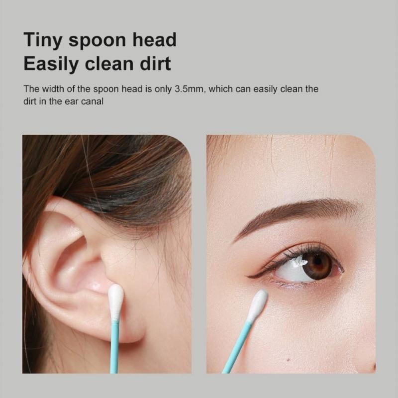 100 Cái / Hộp Bông Tai Bằng Nhựa Cho Bé Thìa Bông Tăm Bông Làm Sạch Giấy Thấm