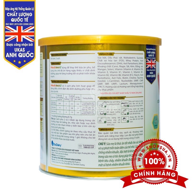 Sữa VITA IQ Gold 2+ 700gr