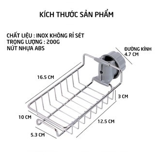 Giá Treo Giẻ Rửa Chén Bát Kệ Gắn Vòi INOX Bồn Rửa Bát , Để Xà Phòng Nhà Tắm Tiện Dụng LUTAMO R5536