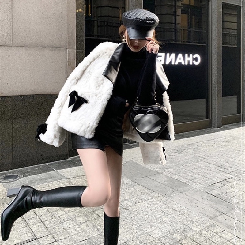 Áo khoác lông dáng ngắn cổ bẻ tay nơ xinh cho nữ❤️SẴN HÀNG ❤️
