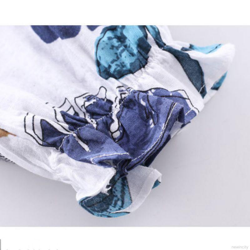 Bộ áo hai dây + quần dài in hoa lá dễ thương cho bé gái