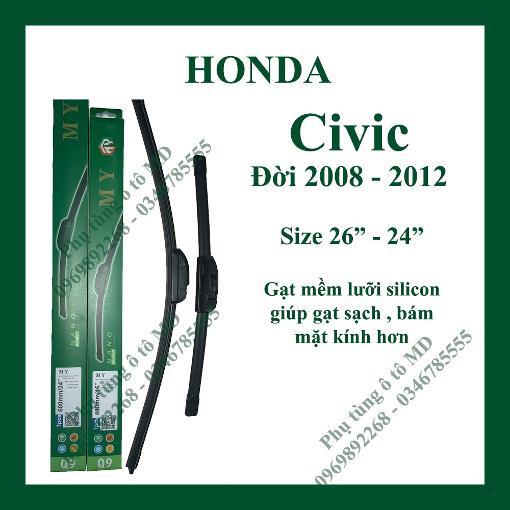 Gạt mưa Honda Civic các đời và Gạt mưa các dòng xe khác của Honda: CR-V, CR-Z, HR-V, Jazz, Accord