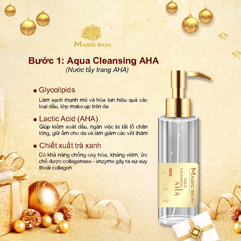 Nước tẩy trang Magic Skin dịu nhẹ cho da AHA Aqua Cleansing Aha 160ml