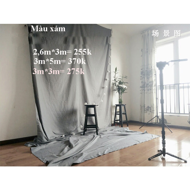 Phông nền 3m*3m  chụp ảnh vải trơn chụp Lookbook hoặc livestream khổ lớn (Tặng 4 móc treo)