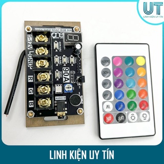 Mạch điều khiển LED RGB 7 Màu nháy theo nhạc - Công suất 90A - Chính hãng ( Tặng Kèm Khiển )