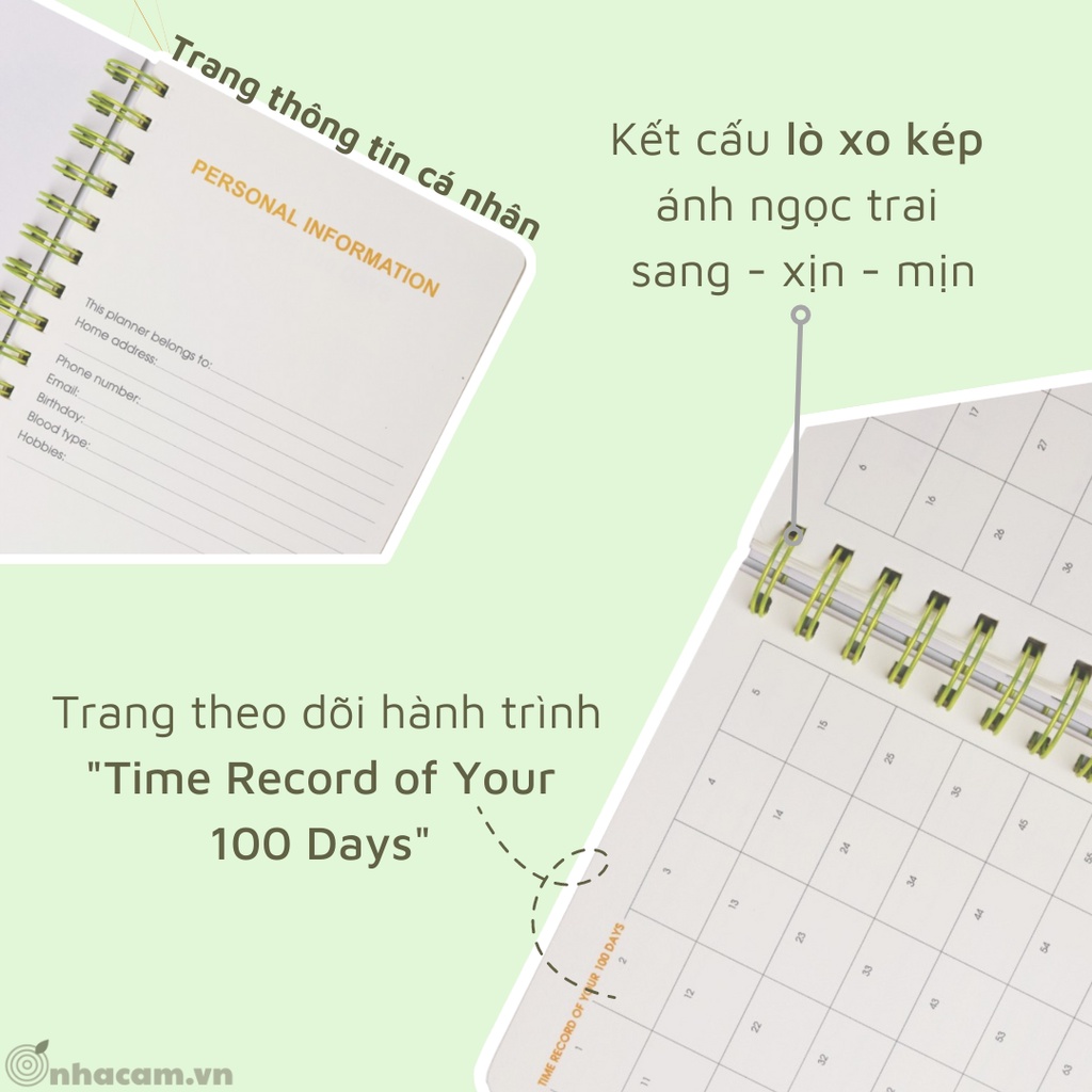 Sổ lập kế hoạch lò xo kép Study Planner Klong A5 Nhà Cam