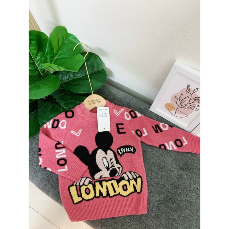 ÁO LEN DÀI TAY HOẠ TIẾT MICKY, KHỦNG LONG CAO CẤP CHO BÉ 8-18KG