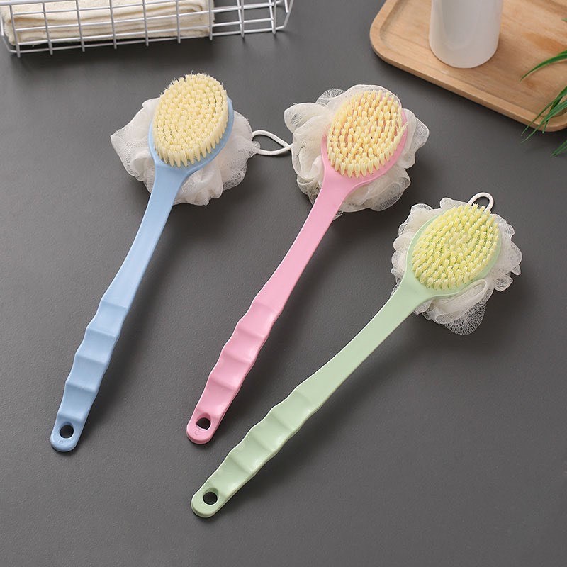 (Flash Sale) Cây chà lưng tắm 2in1 sợi cotton , cây tắm chà lưng tiện lợi kèm bông tắm - Amina