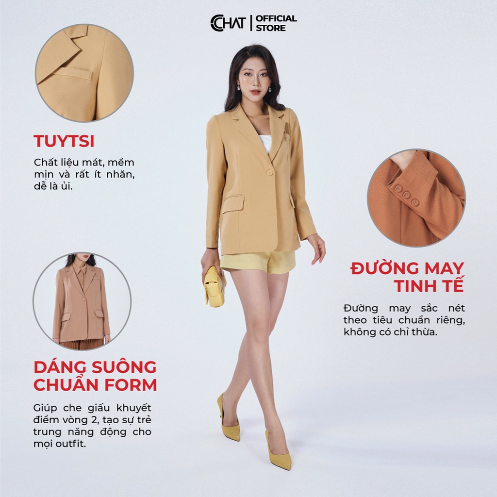 Áo Blazer Nữ 𝐂𝐂𝐇𝐀𝐓 1 Cúc Dáng Suông Phong Cách Trẻ Trung Thanh Lịch 92EMS2002ST | BigBuy360 - bigbuy360.vn