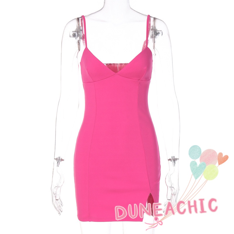 DUNEA Đầm Hai Dây Cổ Chữ V Với Thiết Kế Hở Lưng Gợi Cảm Dành Cho Nữ