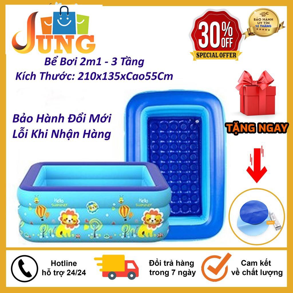 Bể Bơi Phao Kích Thước 2M1 ( 210x135xCao55Cm ) 3 Tầng Cho Bé, Hàng Loại 1 Có Đáy Chống Trượt, An Toàn Khi Sử Dụng