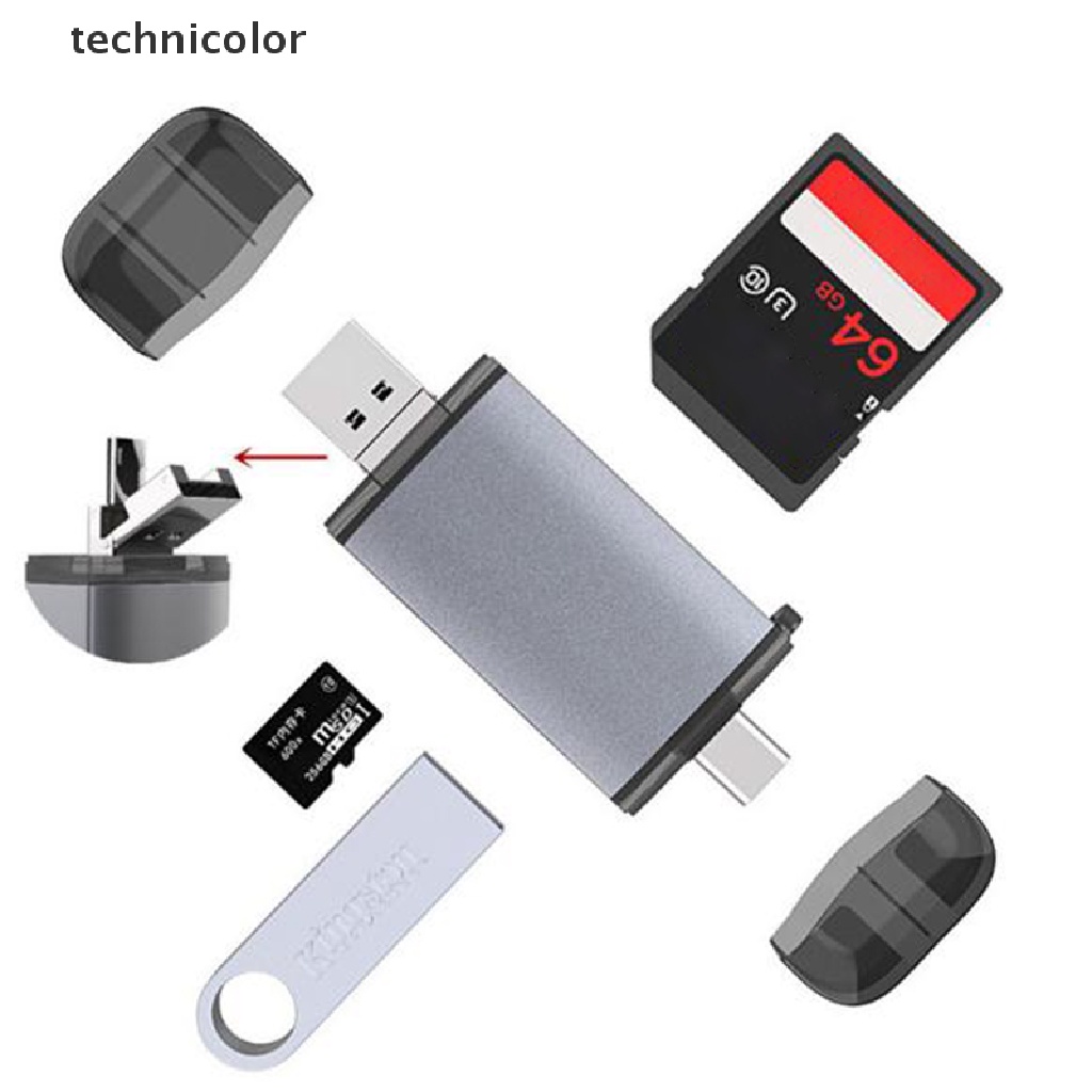 Đầu Đọc Thẻ Nhớ Đa Năng 6 Trong 1 Usb 3.1 Type-C Tf Cho Android Pc Jelly