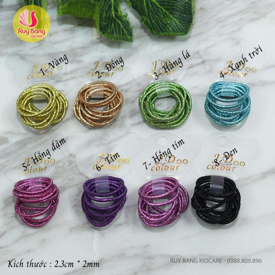 Dây buộc tóc trẻ em óng ánh JD - Vỉ 10 chiếc