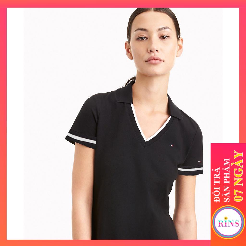 ÁO THUN CỔ TRỤ TOMMY ĐEN VNXK - COTTON CÁ SẤU 100%