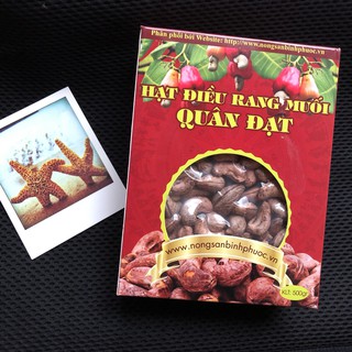 Hạt điều rang muối vỏ lụa Quân Đạt hộp giấy 500gr