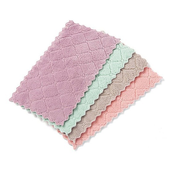 Khăn lau đa năng bếp, bát đĩa, cốc chén thấm nước chống dính dầu mỡ hai mặt 15x26cm - 10132 1456