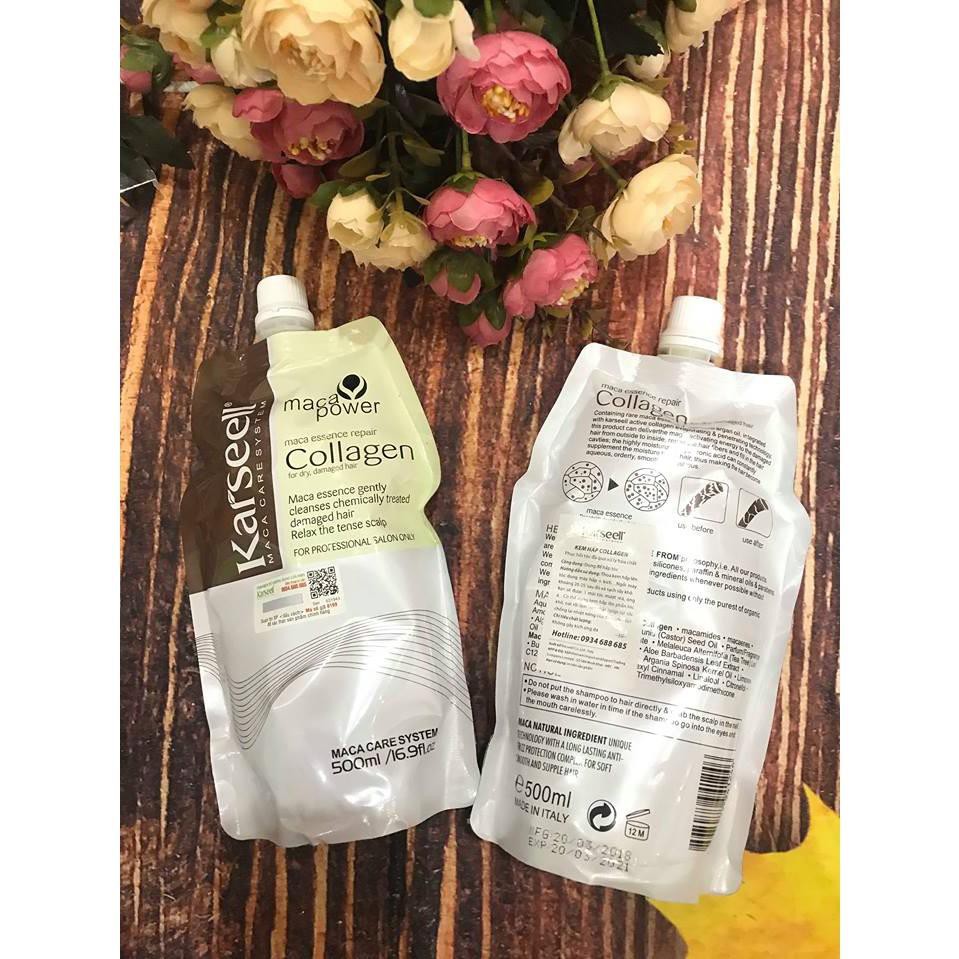 TÚI Dầu hấp tóc Collagen Karseell Maca  500ml