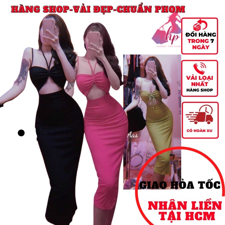 Váy đầm cúp ngực maxi dáng dài nữ 2 dây có mút ôm body thun gân mềm màu đen dự tiệc sang chảnh thời trang moi VD216
